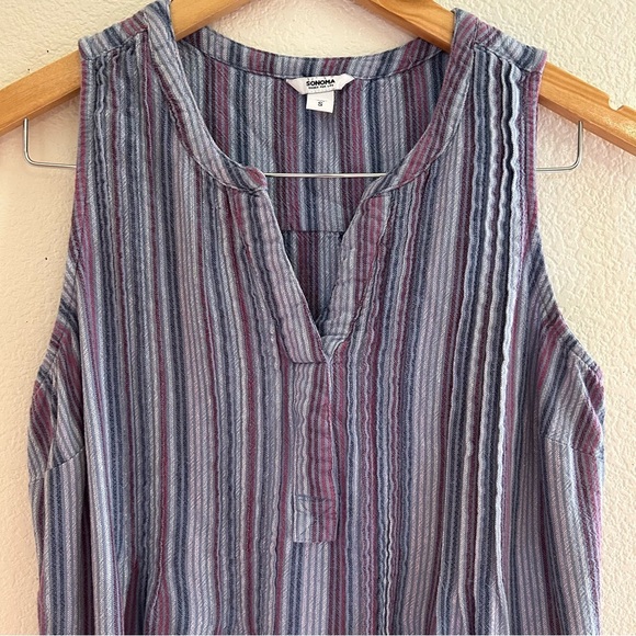 Sonoma Blue Pleated Sleeveless Sundress - Picture 3 of 9